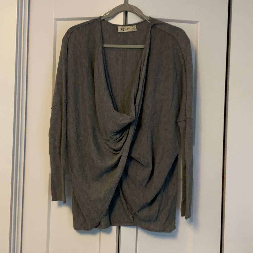Twist Front Long Sleeve Gray Sweater